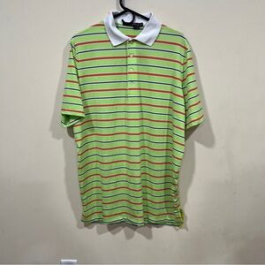 NWT NWT RLX Ralph Lauren Golf Green & White striped Polo Shirt size L